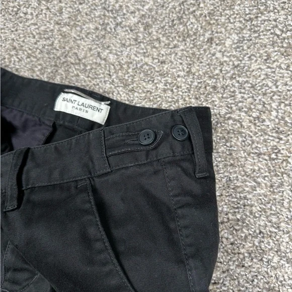 Saint Laurent Paris SLP Black Slim Fit Twill Chinos Side Tab Adjusters Size 29